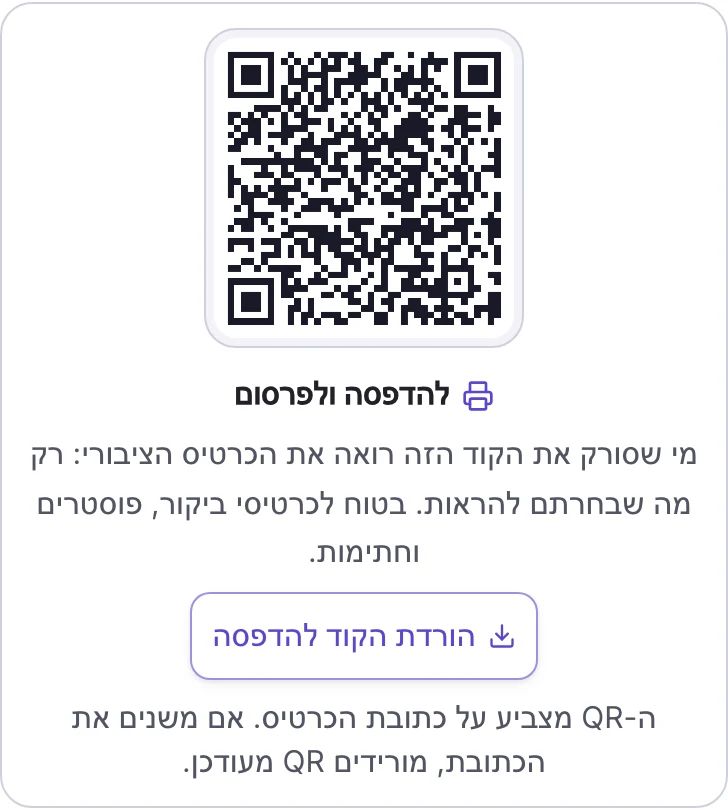 הקוד להדפסה ולפרסום בטאב השיתוף